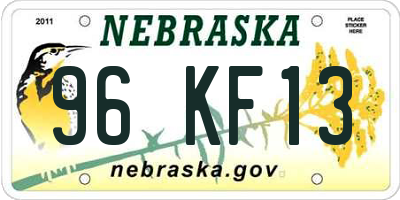 NE license plate 96KF13