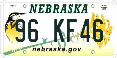 NE license plate 96KF46