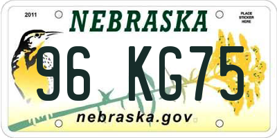NE license plate 96KG75