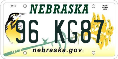 NE license plate 96KG87