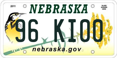 NE license plate 96KI00