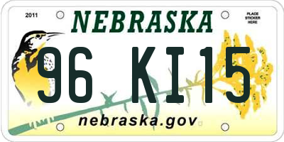 NE license plate 96KI15