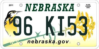 NE license plate 96KI53