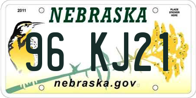 NE license plate 96KJ21