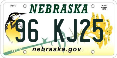 NE license plate 96KJ25