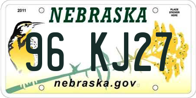 NE license plate 96KJ27