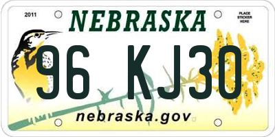 NE license plate 96KJ30