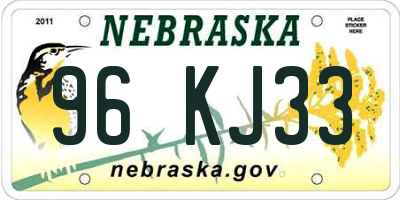 NE license plate 96KJ33
