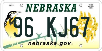 NE license plate 96KJ67