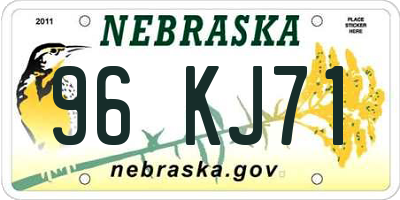 NE license plate 96KJ71