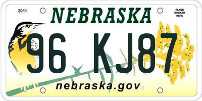NE license plate 96KJ87