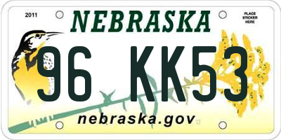 NE license plate 96KK53