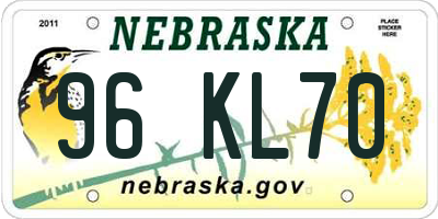 NE license plate 96KL70