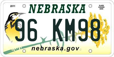 NE license plate 96KM98