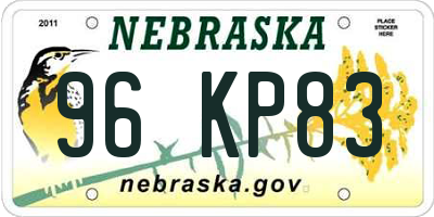 NE license plate 96KP83