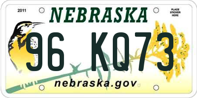 NE license plate 96KQ73