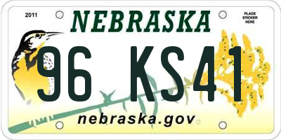 NE license plate 96KS41
