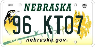 NE license plate 96KT07