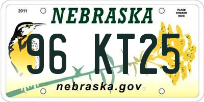 NE license plate 96KT25