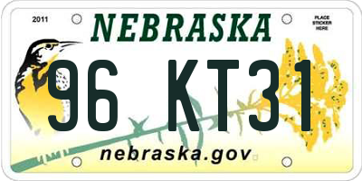 NE license plate 96KT31