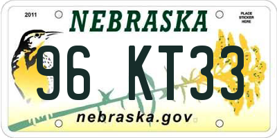 NE license plate 96KT33