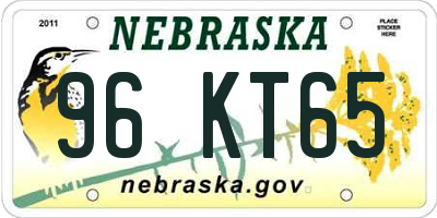 NE license plate 96KT65