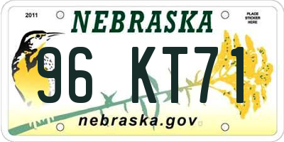 NE license plate 96KT71
