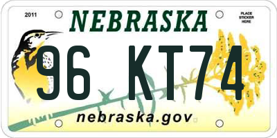 NE license plate 96KT74