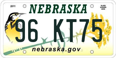NE license plate 96KT75