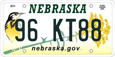 NE license plate 96KT88