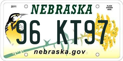 NE license plate 96KT97