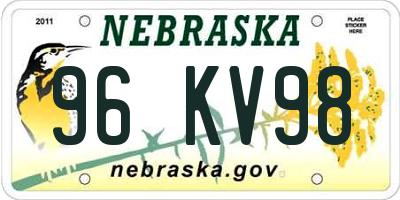 NE license plate 96KV98