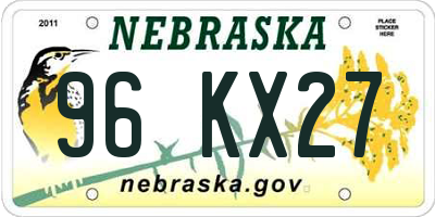 NE license plate 96KX27