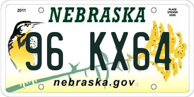 NE license plate 96KX64