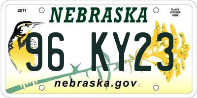 NE license plate 96KY23