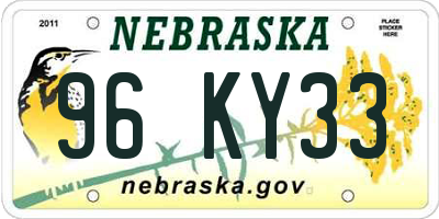 NE license plate 96KY33