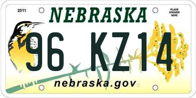 NE license plate 96KZ14