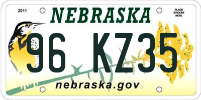 NE license plate 96KZ35