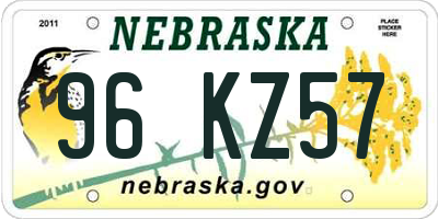 NE license plate 96KZ57