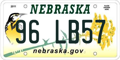 NE license plate 96LB57
