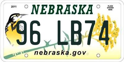 NE license plate 96LB74