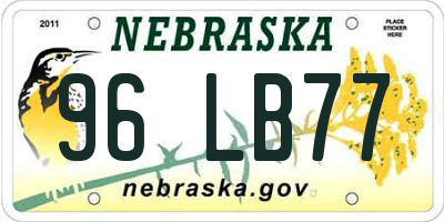 NE license plate 96LB77