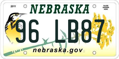 NE license plate 96LB87
