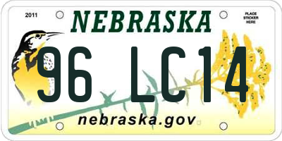NE license plate 96LC14