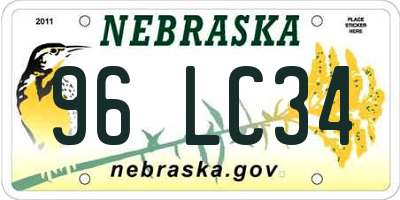 NE license plate 96LC34
