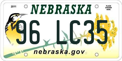 NE license plate 96LC35