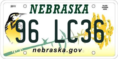 NE license plate 96LC36