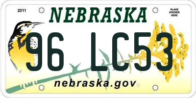 NE license plate 96LC53
