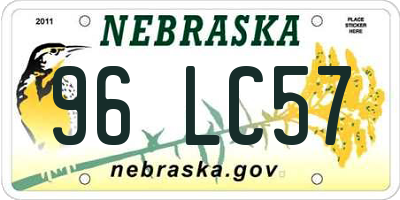 NE license plate 96LC57