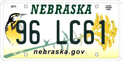 NE license plate 96LC61
